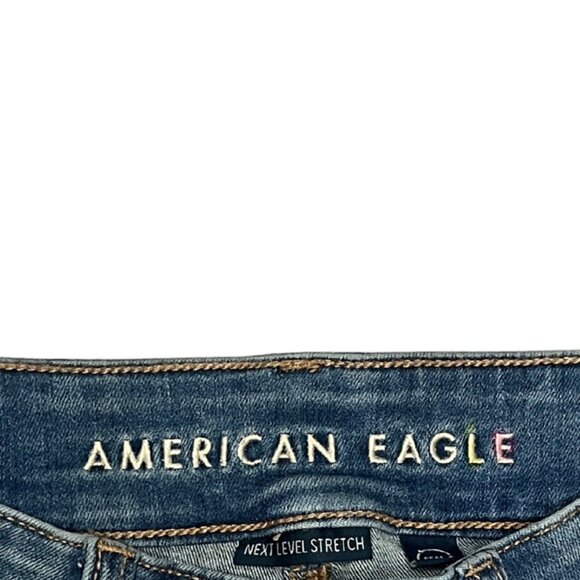 American Eagle Women’s Flare Jeans Blue Denim Stretch Mid Rise Classic Size 00 - Picture 2 of 15